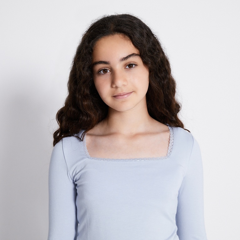 Long sleeve lace top "Agda" Sky Blue
